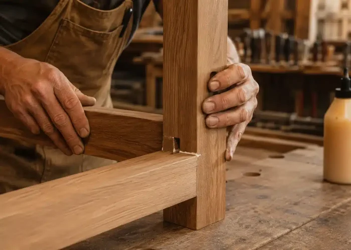 Assemblage tenon-mortaise de mobilier sur mesure