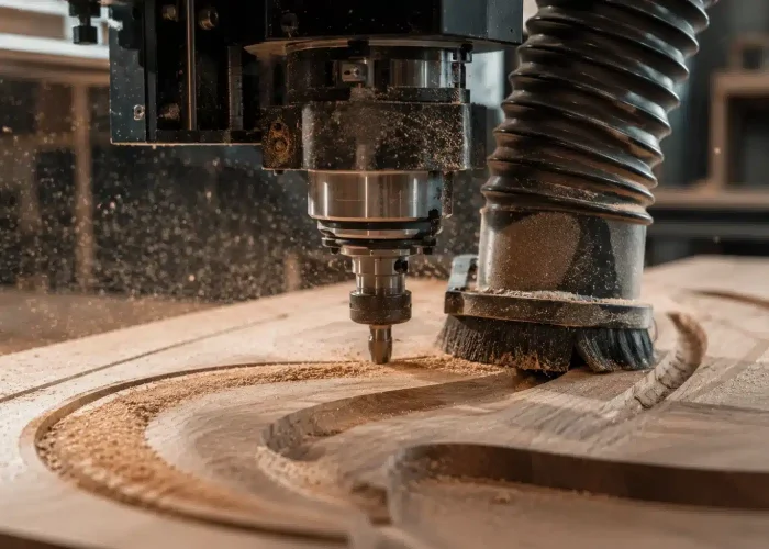 Machine CNC de découpe du bois, atelier Maison Gevaert