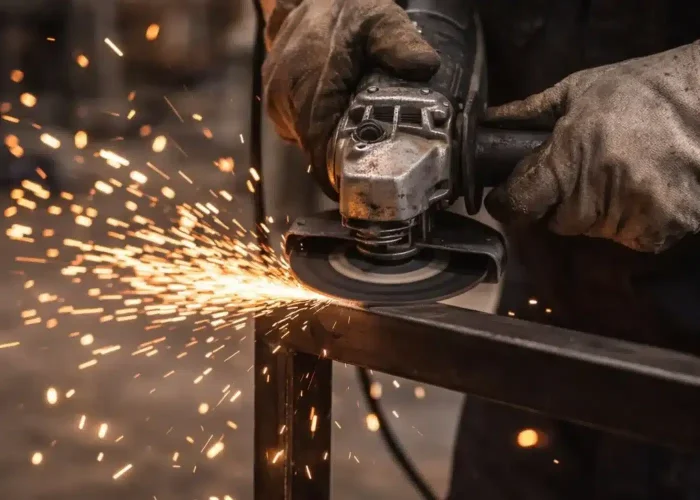 Meulage de pièces métalliques en atelier