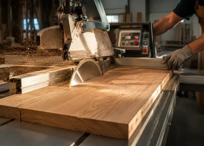 Scie à format pour débit de panneaux bois